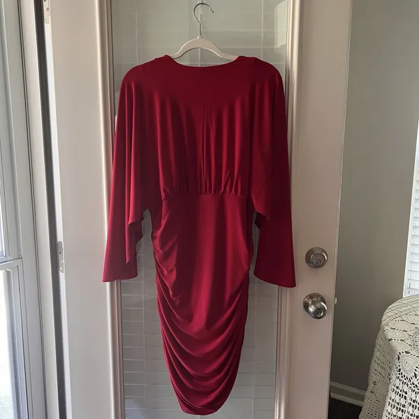 white house black‎ market dress XL Ruched Red - Image 2