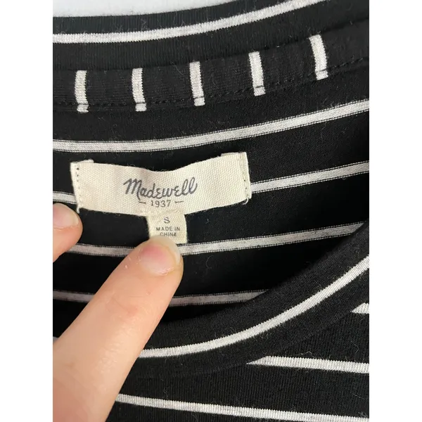 Madewell Black White Stripe Sleeveless Maxi Dress Size‎ S Minimalist Nautical - Image 2