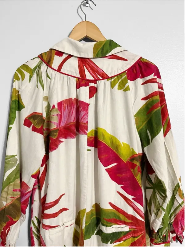 Farm Rio Spring Forest Tropical Vacation Linen Blend Jumpsuit - Image 6