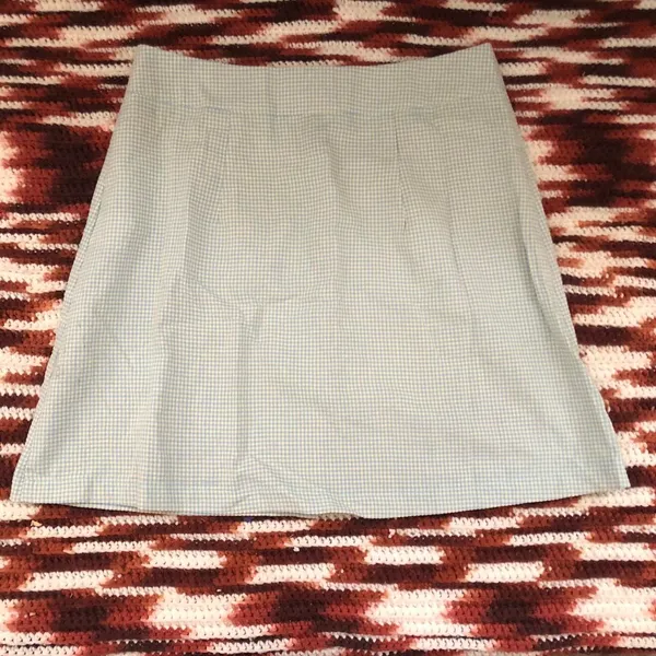 Y2K Coquette Mint Pastel Green white checkered plaid gingham houndstooth high-waisted mini skirt gold buttons #cottagecore #preppy #academia office siren core Measurement in pics - Image 4