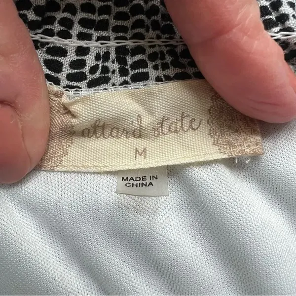 Altar’d State Tiered Ruffle Black and White Printed Smocked Skirt Size Medium - Image 7