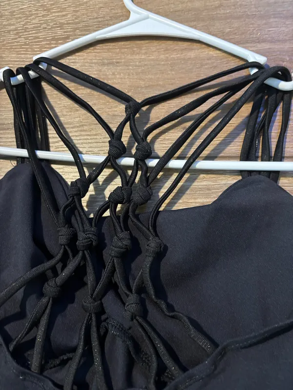 Capezio Women’s Black One-Piece Dance Leotard With Strappy Gold Glitter Back - Image 3