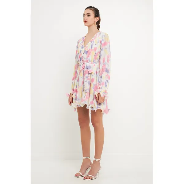 New! Endless Rose Tie-Dye Chiffon‎ Pleated Mini Dress, XS - Image 2
