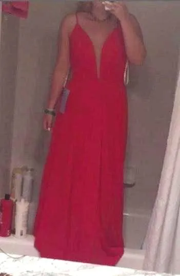 Faviana Red Prom Dress - Image 4