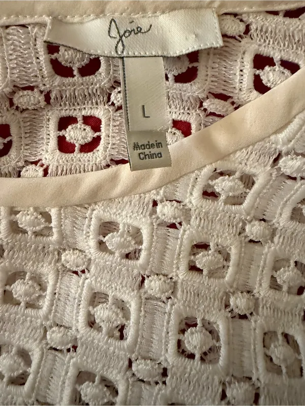 Joie Cream Lace Knit Crewneck Blouse - Image 4