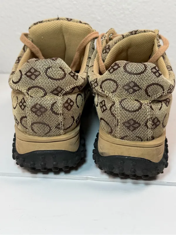 Giovani Studio Sneakers Women Size 9 Beige Brown Monogram Lace Up Casual - Image 6