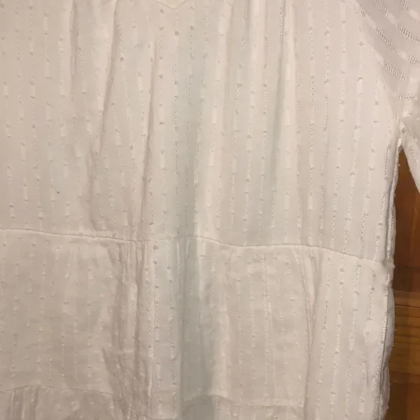 366. Roan + Ryan mini white raglan puff sleeves dress tiered with pockets XS - Image 11