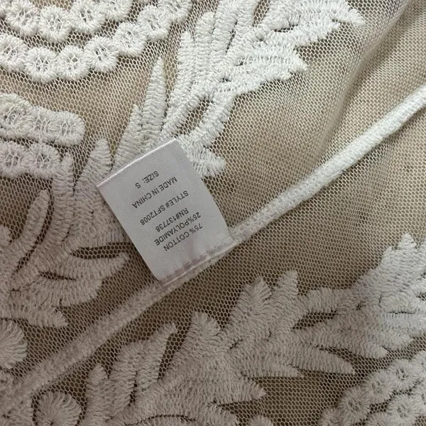 Pixley White Floral Lace Mesh Open Front Cardigan Fairycore Shrug S SFT2008‎ - Image 5