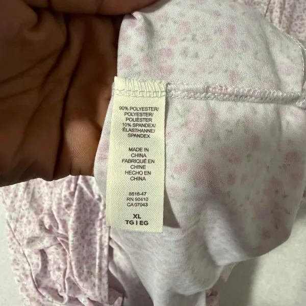 Laura Ashley Womens XL Pink Floral Lace Trim Short Sleeve Nightgown Sleep Dress - Image 3