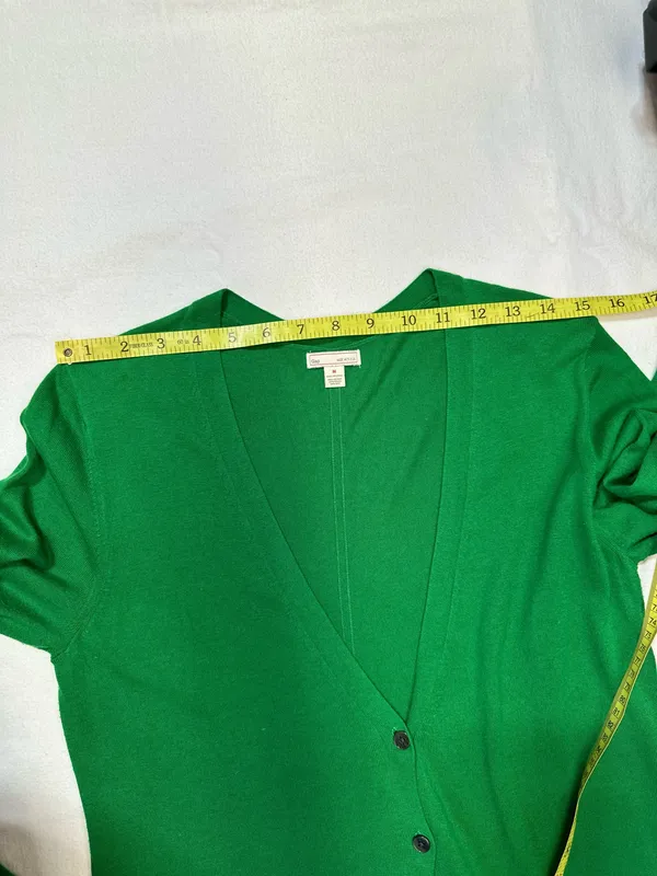 Gap Womens Green V-Neck Button Front Cardigan Sweater Size M Buttons Cotton - Image 9