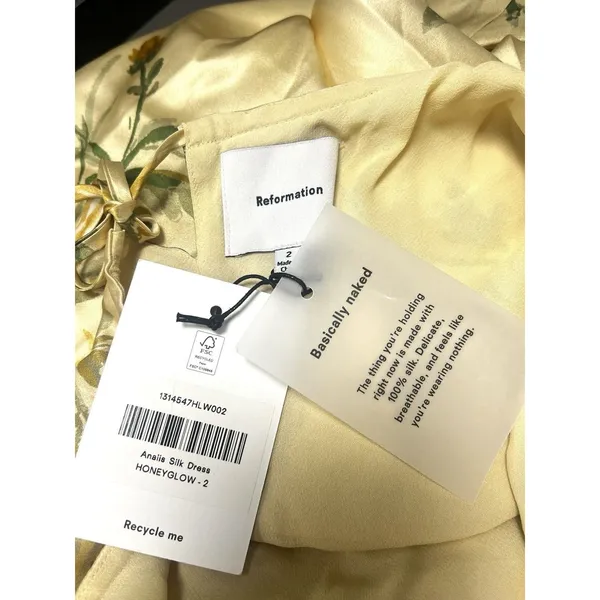 Reformation Anaiis Silk Maxi Dress Honeyglow Yellow Floral Cocktail Party Size 2 - Image 10