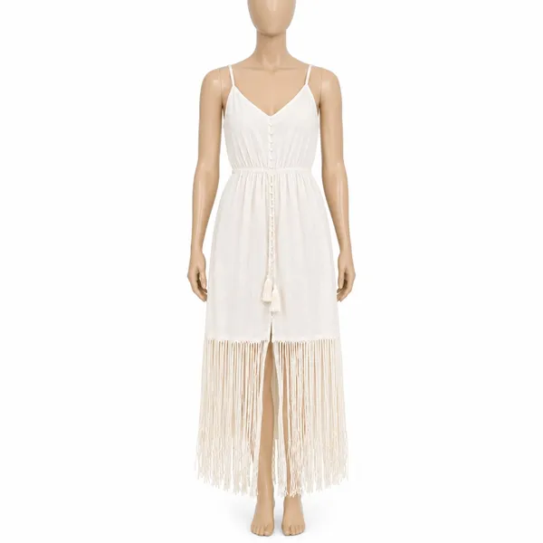 VENUS Fringe Dress Boho Festival Western Coastal Chic Midi Sundress Beachy M - Image 2