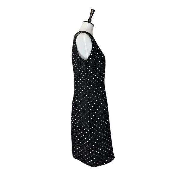 SAG Harbour Y2K Black Polka Dot Sleeveless Sheath Dress Knee Length Size 14 - Image 4