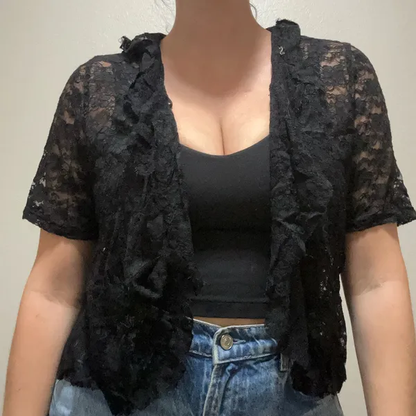 Vintage Whimsigoth Periwinkle Witchy Lace Shrug Fits S-XL - Image 2