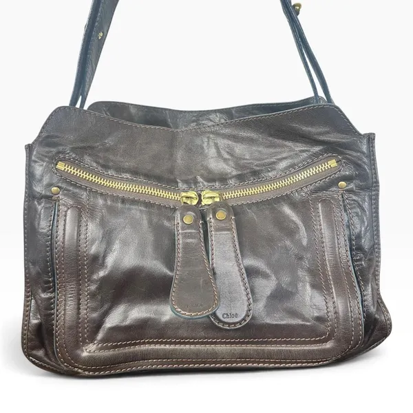 Chloé Bay Shoulder Bag Vintage Medium Brown Leather Gold Hardware Italy Classic - Image 2