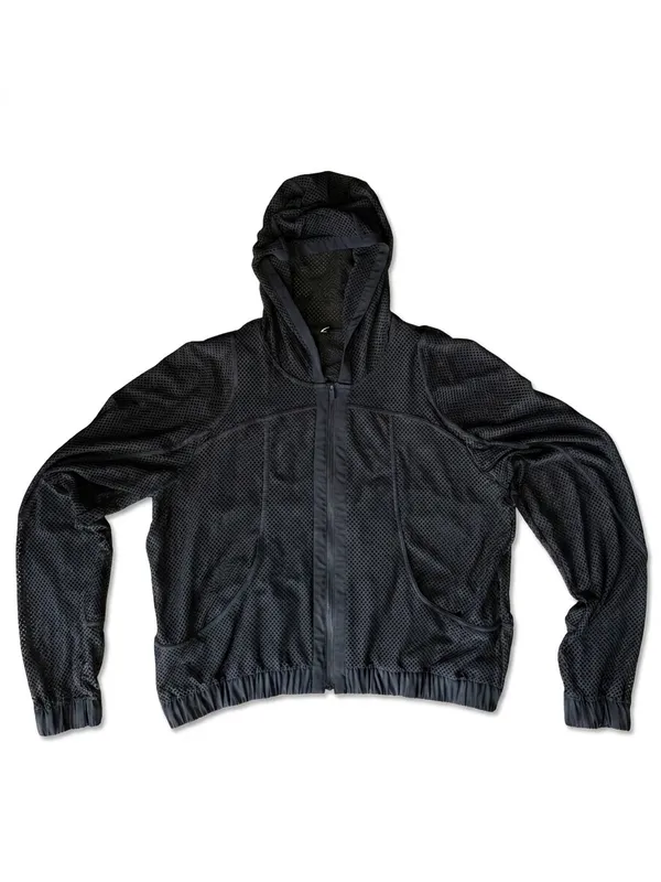 Lululemon Relaxed Fit Black Mesh Full Zip Breathable Hooded Jacket 10 W3EZOS - Image 3