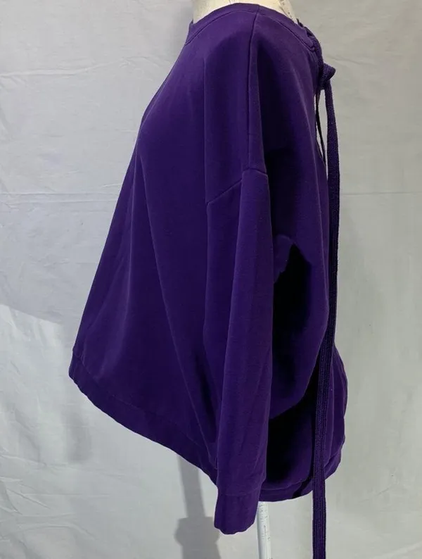 Nina Lace Up Back Sweatshirt Purple Size 1X - Image 2