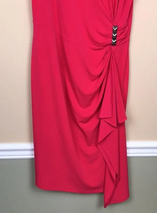 MICHAEL Michael Kors Women’s Stud Waist Drape Detail Hot Pink Sheath Dress - Image 3