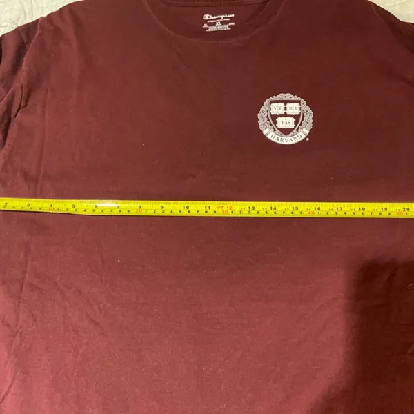 Champion Harvard University Long Sleeve Maroon Cotton Crewneck Tee Shirt XL - Image 2