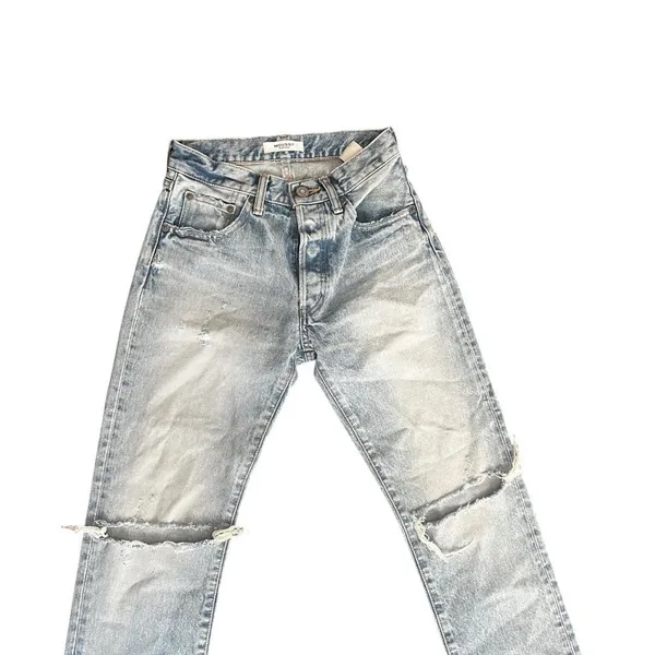 MOUSSY Vintage Light Wash Distressed Straight Jeans Size 24 Made in Japan - Image 3