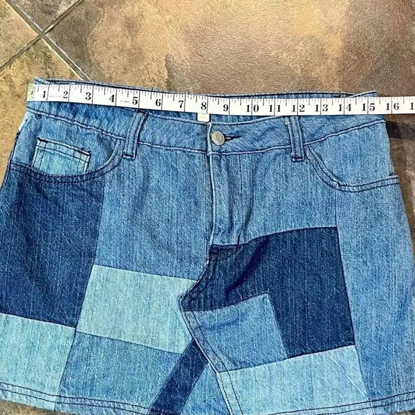 Gianni Bini Patchwork Denim Jean Skirt Medium - Image 2