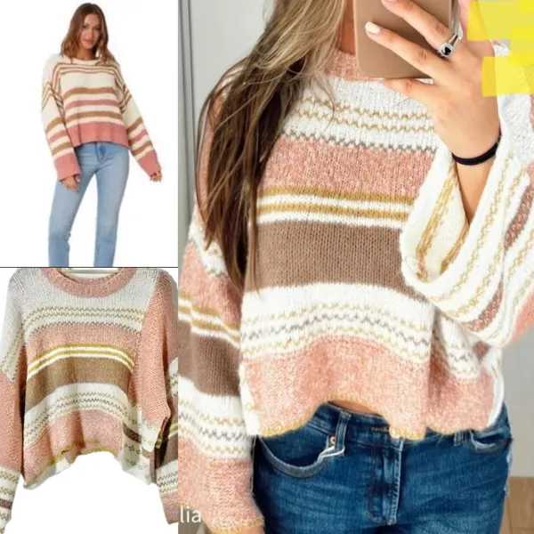 Sincerely Jules super trendy ombré cropped cable knit, sweater 100% cotton XL - Image 3
