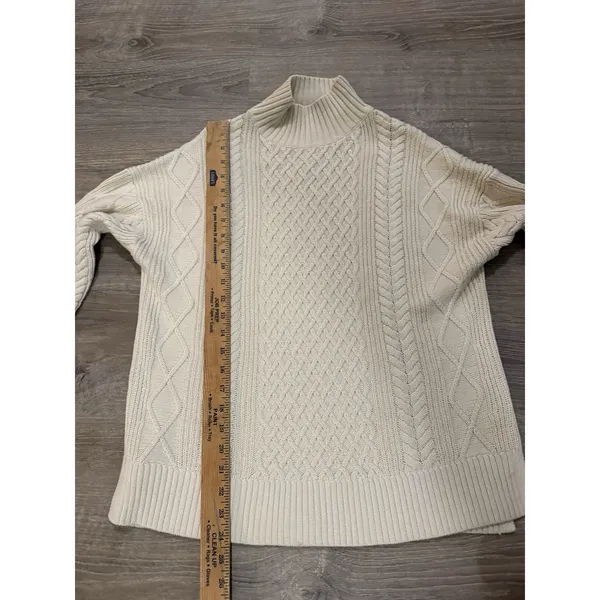J.Crew Women's Small Cream Mock Neck Sweater Cableknit Knit Pullover Classic - Image 3