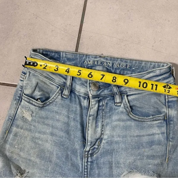 American Eagle Distressed Hi-Rise Jegging Crop Light Blue Women's Jeans size 4‎ - Image 11