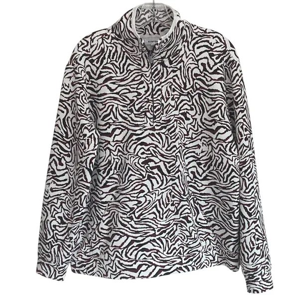Kinesis Womens‎ Zebra Print Quarter Zip Pullover Mock Neck Active Top Burgundy L - Image 3