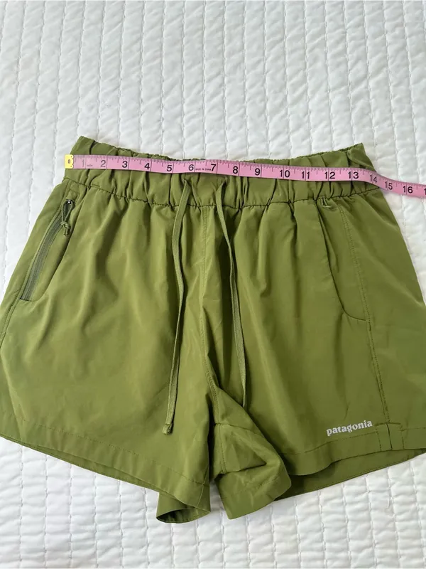 Patagonia Breathable Women’s Terrebonne Caper Green Drawstring Athletic Shorts M - Image 4