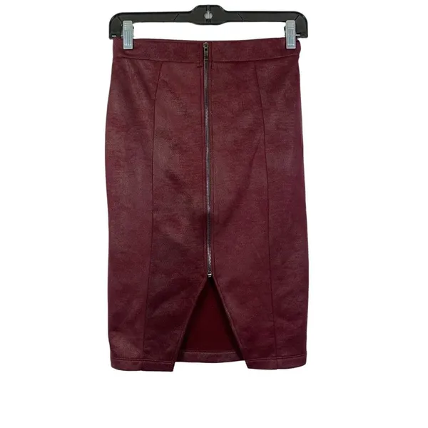 Haute Monde Women's Burgundy Zipper Skirt - Image 2