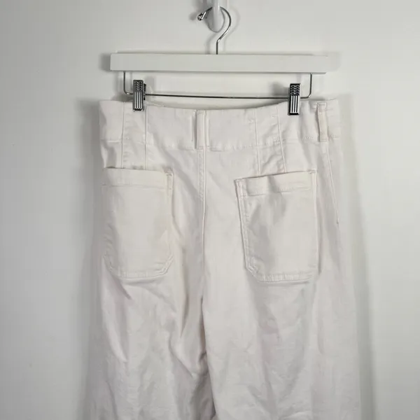Maeve The Colette Cotton Pants White Wide Leg Crop High Rise Office Womens 31 - Image 11