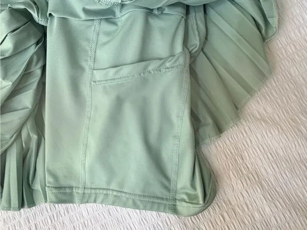 Gold Hinge Pleated Mint Green Women's Skirt - Image 5