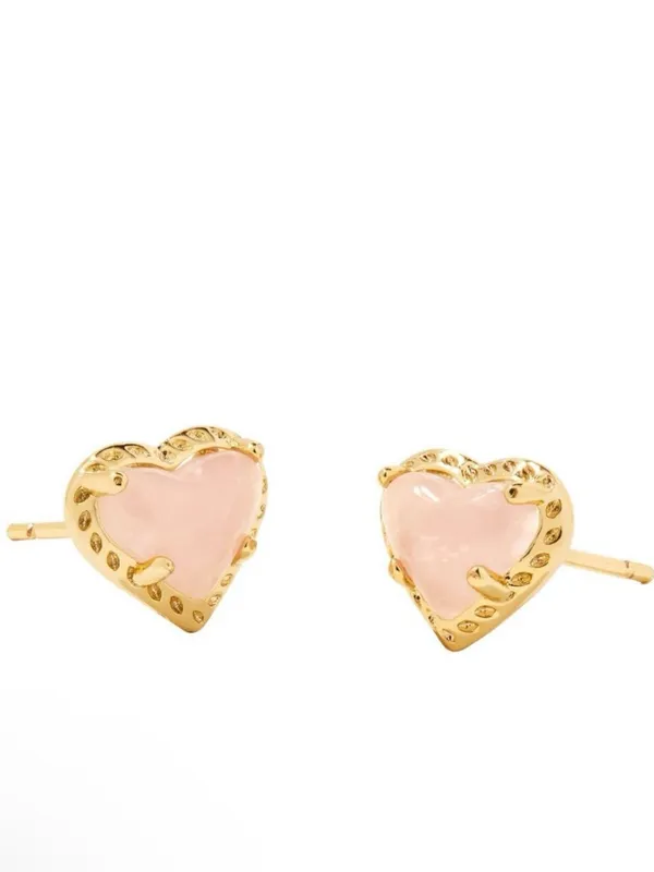 Kendra Scott Anna 14K Gold Over Brass Stud Earrings - Rose Quartz - Image 5