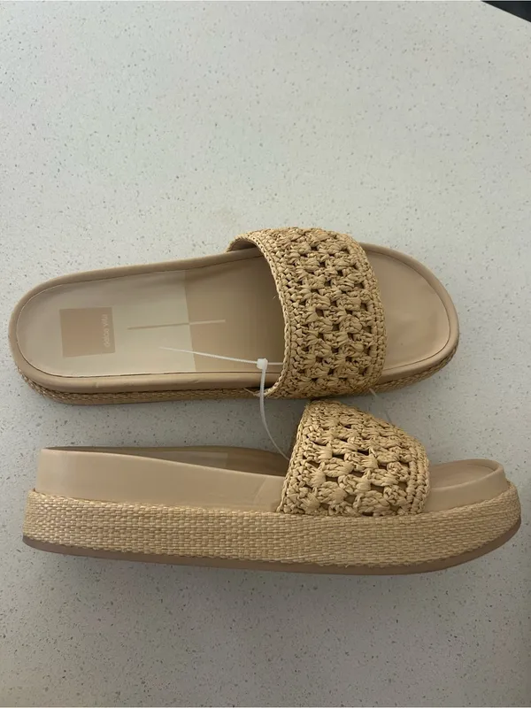Dolce Vita Sidona Sandals Slides Natural Raffia Women’s 10 $120 - Image 4