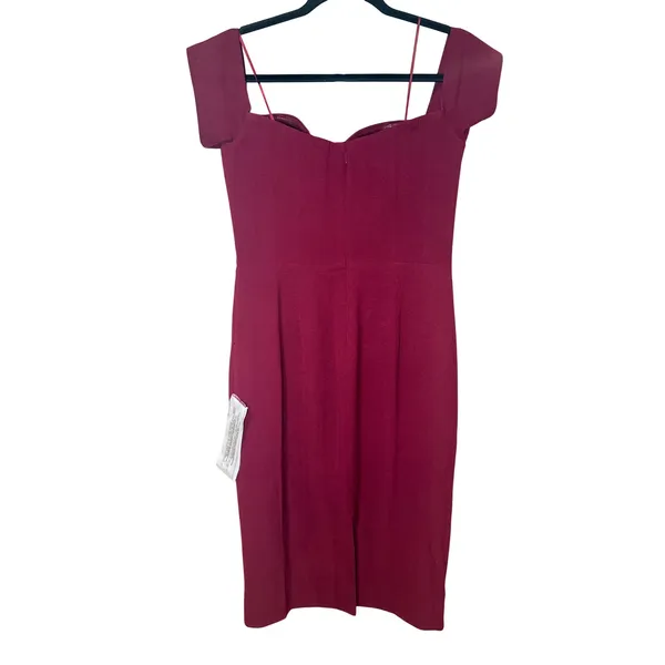 Dress the Population NWT Bailey Off-the-Shoulder Midi‎ Dress Burgundy Size Large - Image 6