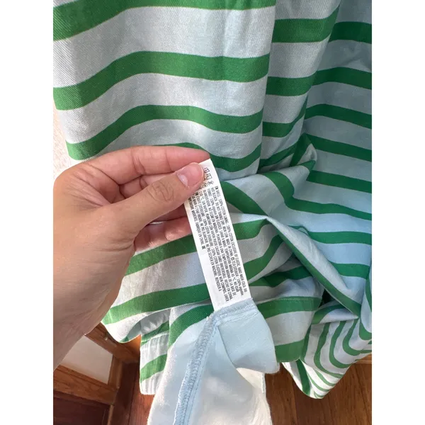 ENGLISH FACTORY Pleated Stripe Midi Dress in Green Stripe Size Medium - Image 7