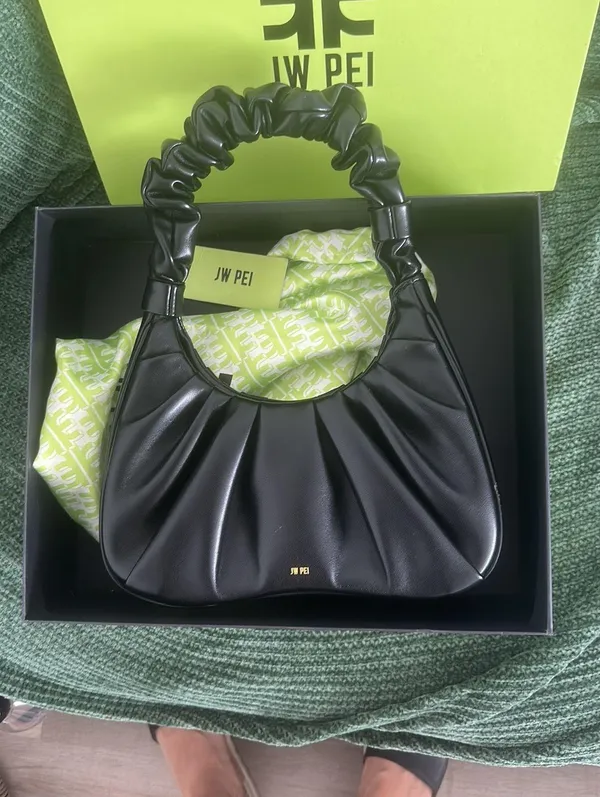 Gabbi Ruched Hobo Handbag - Black - Image 8