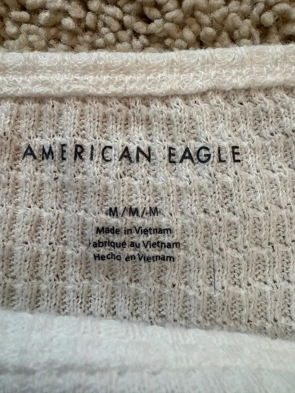 American Eagle White Waffle Top - Image 3