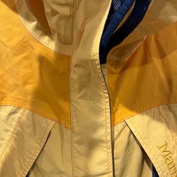 Marmot Ski Jacket‎ Medium Yellow Hood Waterproof Systems Nylon Vintage - Image 5