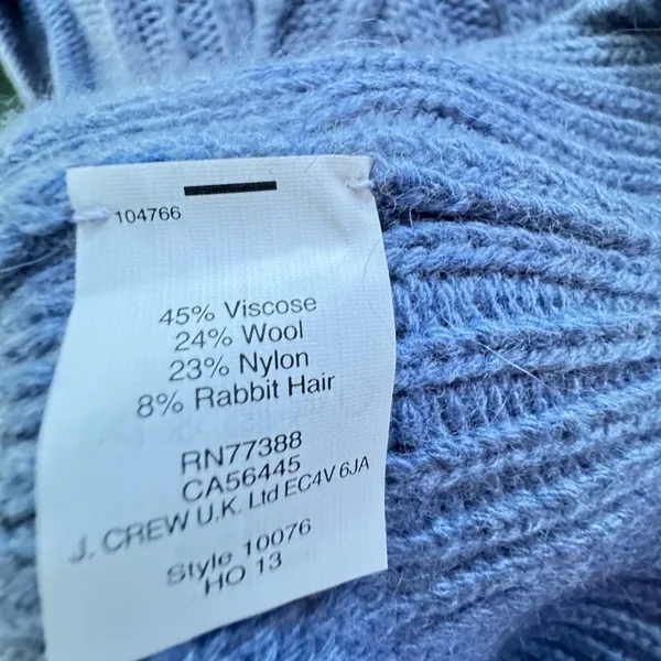 J. Crew Cable Knit Light Blue Mock-neck Sweater XXS wool rabbit hair blend - Image 8