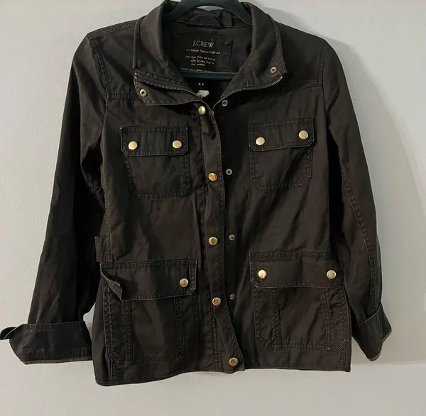 JCrew Resin-coated Black twill field jacket- Size Small - Image 4