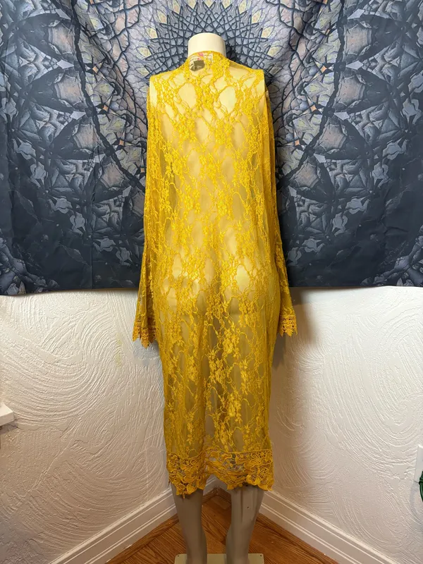 Polly & Esther Golden Yellow Lace Cardigan - Image 8