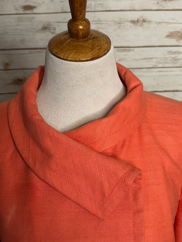 J.Crew coral linen cotton structured collar 3/4 length sleeve blazer Size 10 - Image 2