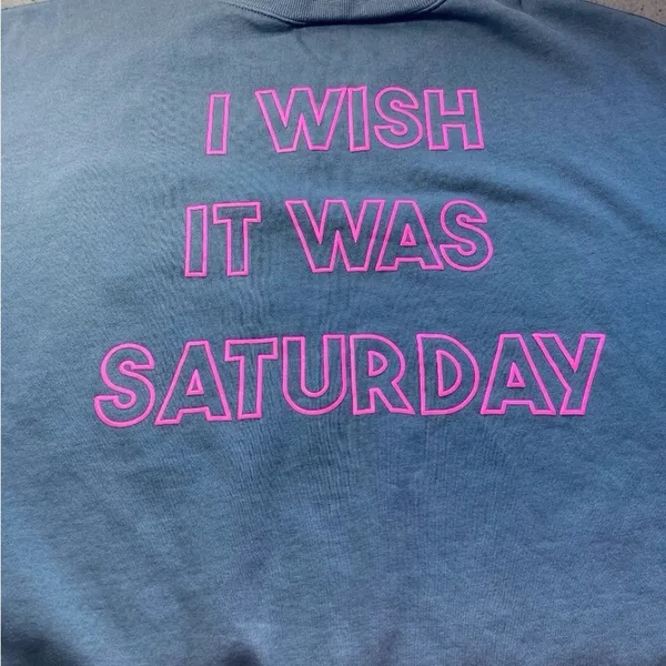 Wildfox "I Wish It Was Saturday" Broken Heart Sweatshirt Charcoal Gray Size L - Image 4