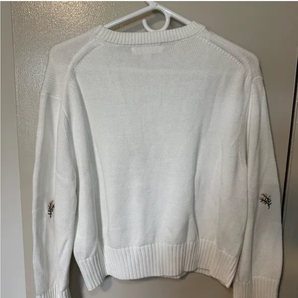 White Floral Embroidered Sweater - Image 2