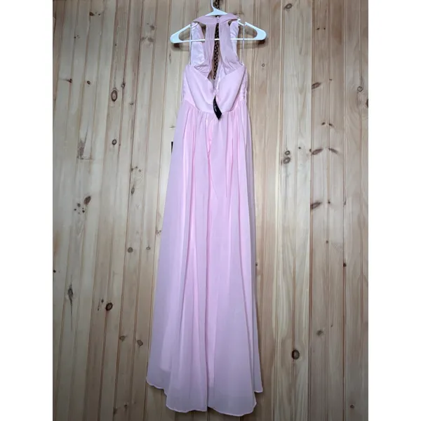 NWT Lulus Marilina Light Pink Pleated Twist-Front Maxi Dress Bridesmaid Gala L - Image 6