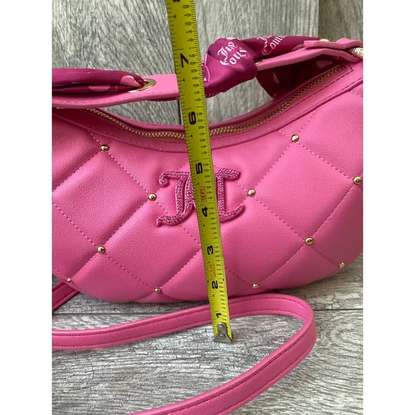 Juicy Couture Pink Quilted Shoulder Bag with Charm & Scarf - Image 9