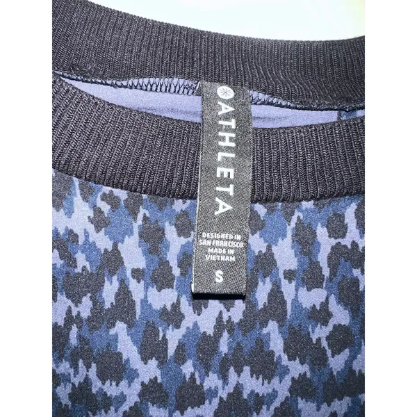 Athleta Zephyr Tank Small Women's Blouse Top Blue Black Leopard Top‎ - Image 3