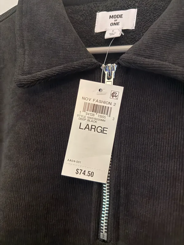 Mode of One Quarter Zip Jacket Black Size L - Image 3
